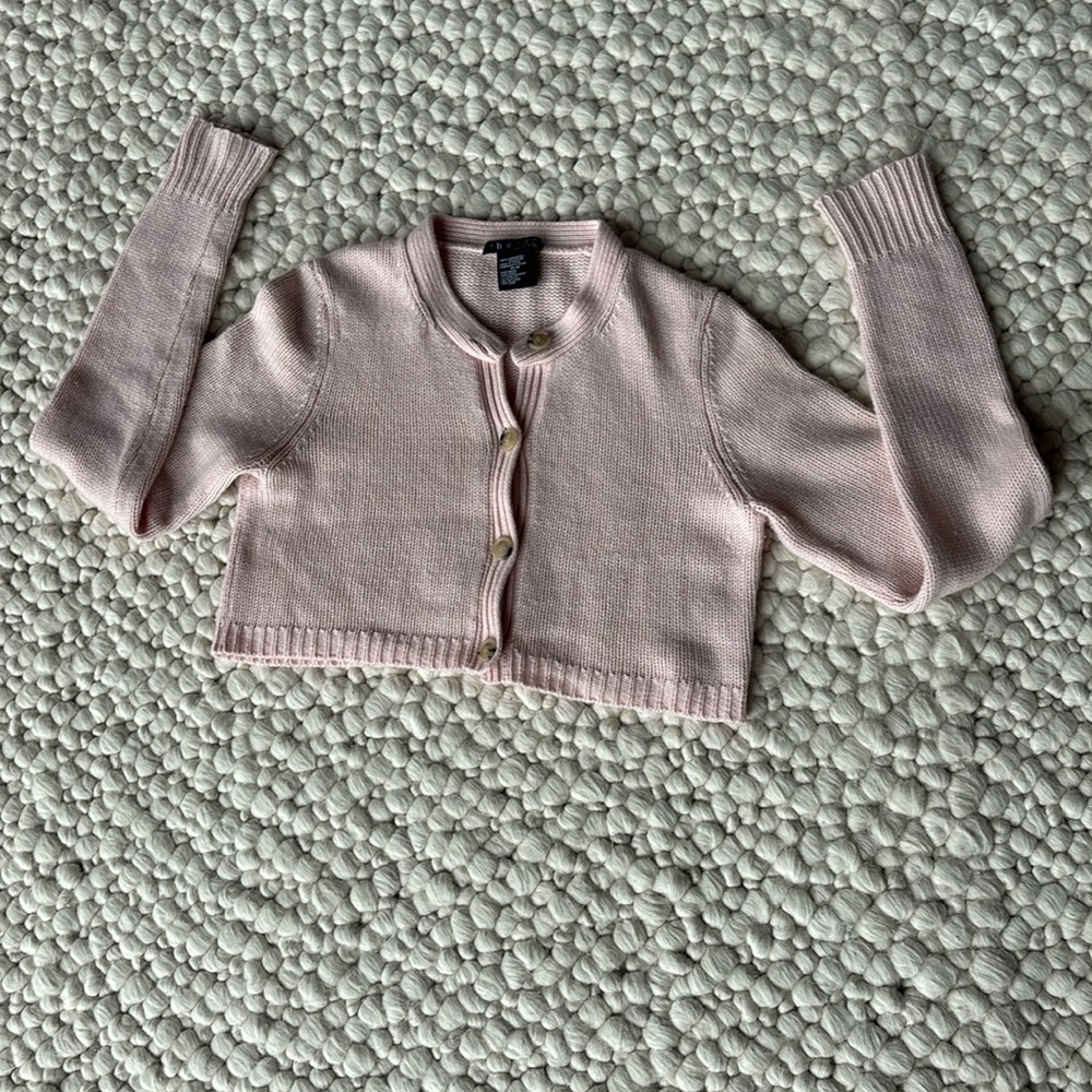 Theory light ballet pink cashmere cropped sweater